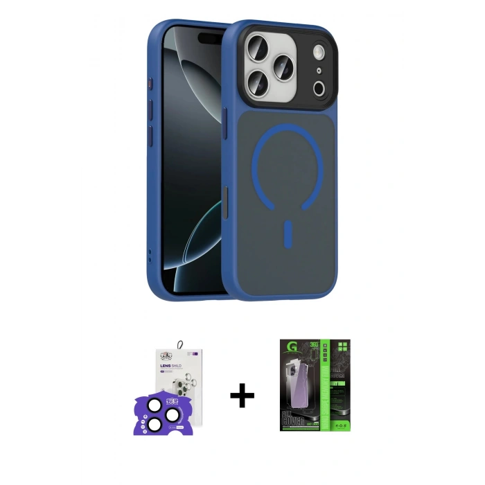 MARSİLYAN™- iPhone 17 Pro Max Kılıf Doruk Form Serisi - Siyah 360 Mat Full Body Arka Koruyucu + Bilvis Titan Kamera Lens - LT