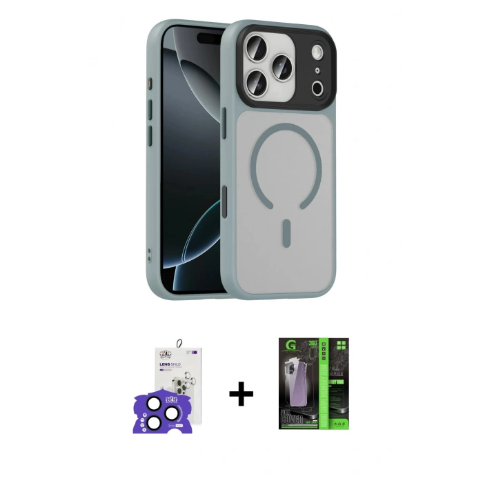 MARSİLYAN™- iPhone 17 Pro Max Kılıf Doruk Form Serisi - Siyah 360 Mat Full Body Arka Koruyucu + Bilvis Titan Kamera Lens - LT
