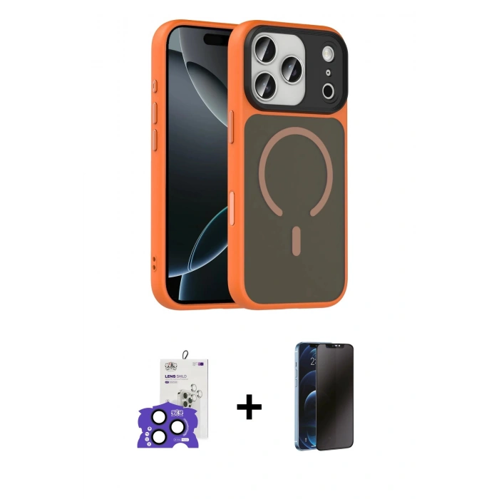 MARSİLYAN™- iPhone 17 Pro Max Kılıf Doruk Form Serisi - Siyah 3D Antistatik Hayalet Cam Ekran Koruyucu + Bilvis Titan Kamera Lens - LT