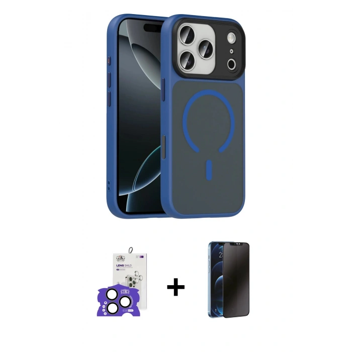 MARSİLYAN™- iPhone 17 Pro Max Kılıf Doruk Form Serisi - Siyah 3D Antistatik Hayalet Cam Ekran Koruyucu + Bilvis Titan Kamera Lens - NLGY