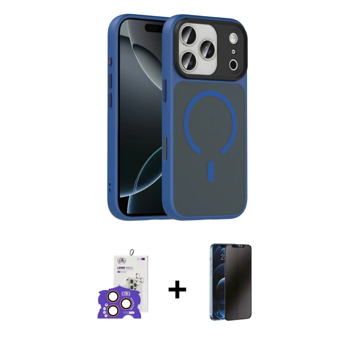 MARSİLYAN™- iPhone 17 Pro Max Kılıf Doruk Form Serisi - Siyah 3D Antistatik Hayalet Cam Ekran Koruyucu + Bilvis Titan Kamera Lens - TU