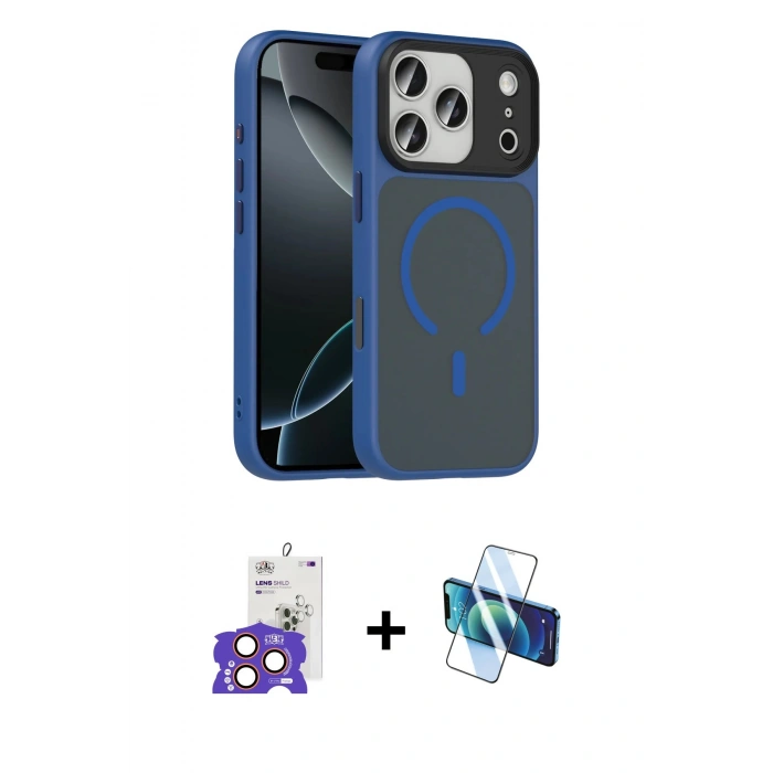 MARSİLYAN™- iPhone 17 Pro Max Kılıf Doruk Form Serisi - Siyah 3D Antistatik Seramik Nano Ekran Koruyucu + Bilvis Titan Kamera Lens - TU