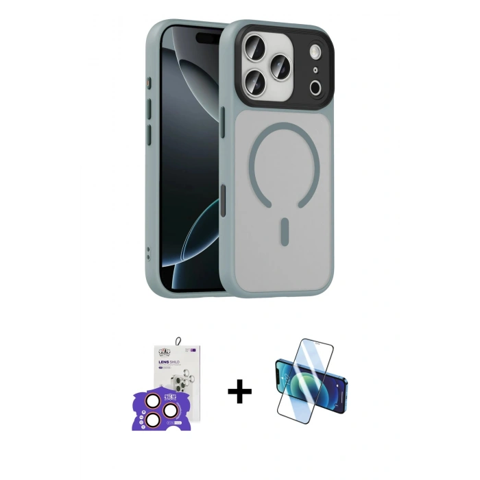 MARSİLYAN™- iPhone 17 Pro Max Kılıf Doruk Form Serisi - Siyah 3D Antistatik Seramik Nano Ekran Koruyucu + Bilvis Titan Kamera Lens - TU