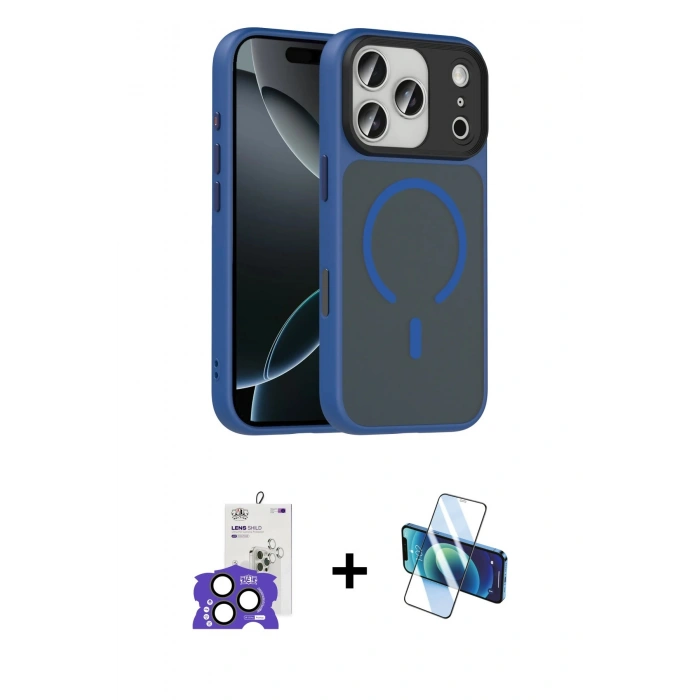 MARSİLYAN™- iPhone 17 Pro Max Kılıf Doruk Form Serisi - Siyah 3D Antistatik Seramik Nano Ekran Koruyucu + Bilvis Titan Kamera Lens - NLGY