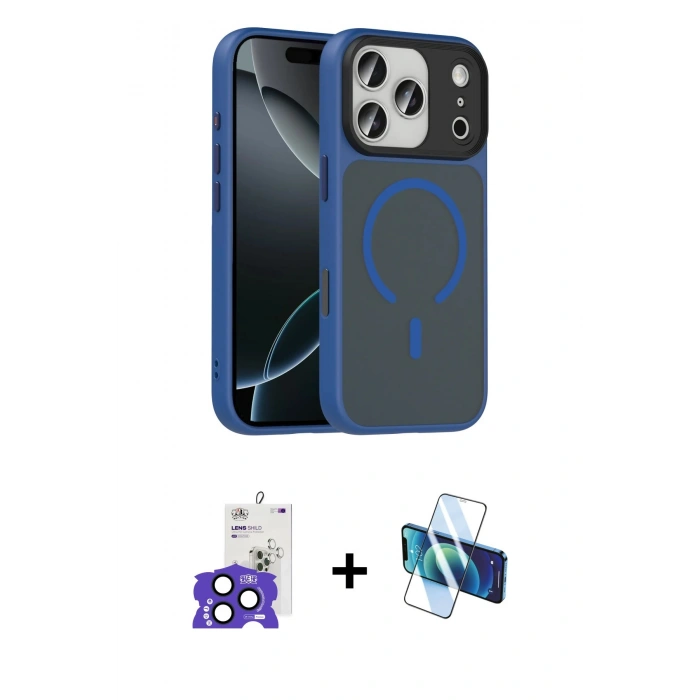 MARSİLYAN™- iPhone 17 Pro Max Kılıf Doruk Form Serisi - Siyah 3D Antistatik Seramik Nano Ekran Koruyucu + Bilvis Titan Kamera Lens - LT