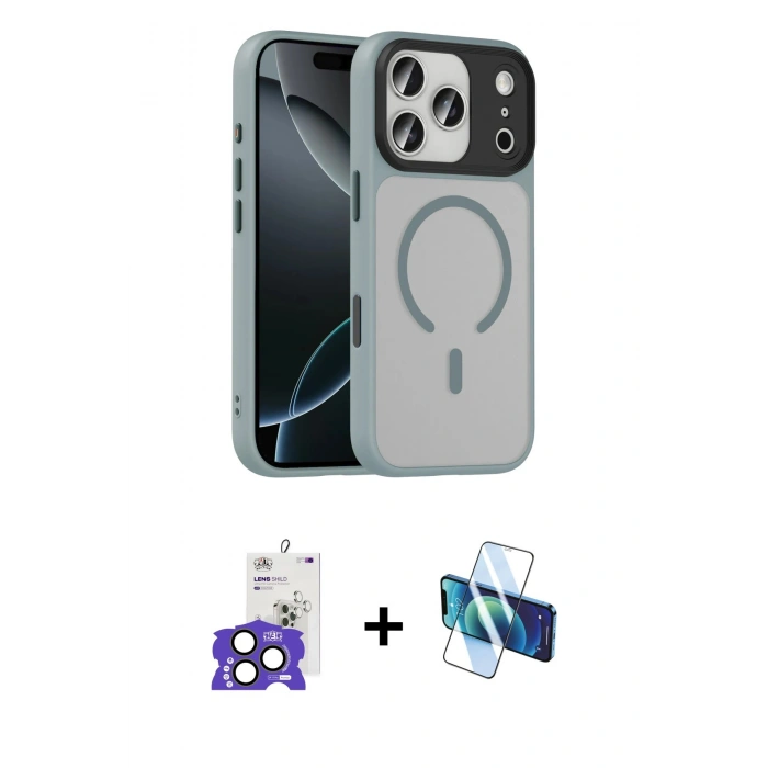 MARSİLYAN™- iPhone 17 Pro Max Kılıf Doruk Form Serisi - Siyah 3D Antistatik Seramik Nano Ekran Koruyucu + Bilvis Titan Kamera Lens - NLGY