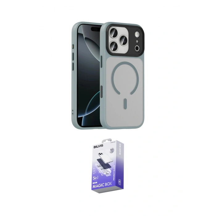 MARSİLYAN™- iPhone 17 Pro Max Kılıf Doruk Form Serisi - Siyah Bilvis 5in1 5D Magic Hayalet Cam Ekran Koruyucu