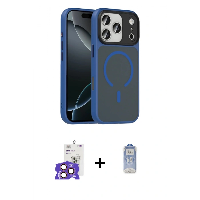 MARSİLYAN™- iPhone 17 Pro Max Kılıf Doruk Form Serisi - Siyah Joko Magic 5D Cam + Bilvis Titan Kamera Lens - TU