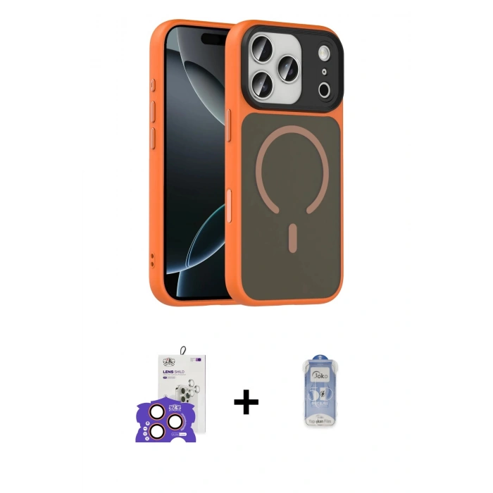 MARSİLYAN™- iPhone 17 Pro Max Kılıf Doruk Form Serisi - Siyah Joko Magic 5D Cam + Bilvis Titan Kamera Lens - TU