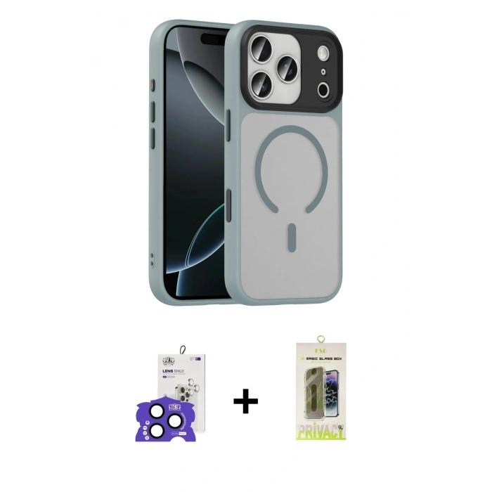 MARSİLYAN™- iPhone 17 Pro Max Kılıf Doruk Form Serisi - Siyah Joko Magic 5D Hayalet Cam + Bilvis Titan Kamera Lens - LT