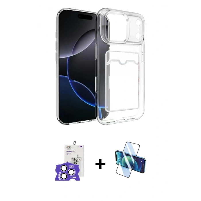 MARSİLYAN™- iPhone 17 Pro Max Kılıf Doruk Klasik Koleksiyonu - Siyah 3D Antistatik Cam Ekran Koruyucu + Bilvis Titan Kamera Lens - GS