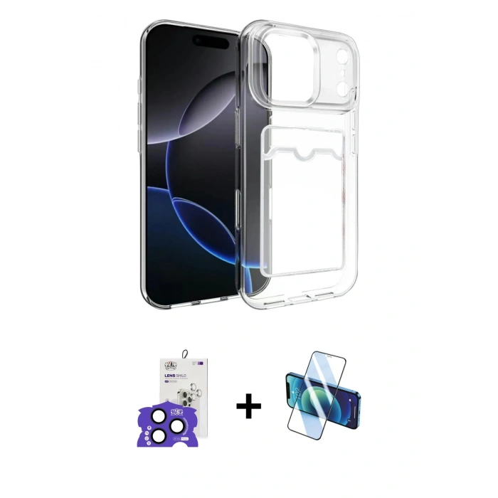 MARSİLYAN™- iPhone 17 Pro Max Kılıf Doruk Klasik Koleksiyonu - Siyah 3D Antistatik Seramik Nano Ekran Koruyucu + Bilvis Titan Kamera Lens - LT