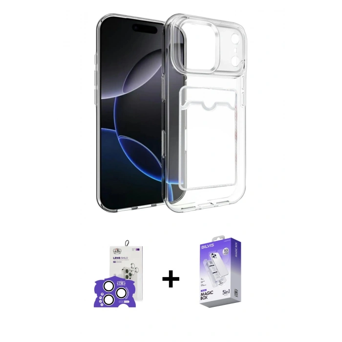 MARSİLYAN™- iPhone 17 Pro Max Kılıf Doruk Klasik Koleksiyonu - Siyah Bilvis 5in1 3D Magic Cam Ekran Koruyucu + Bilvis Titan Kamera Lens - GS