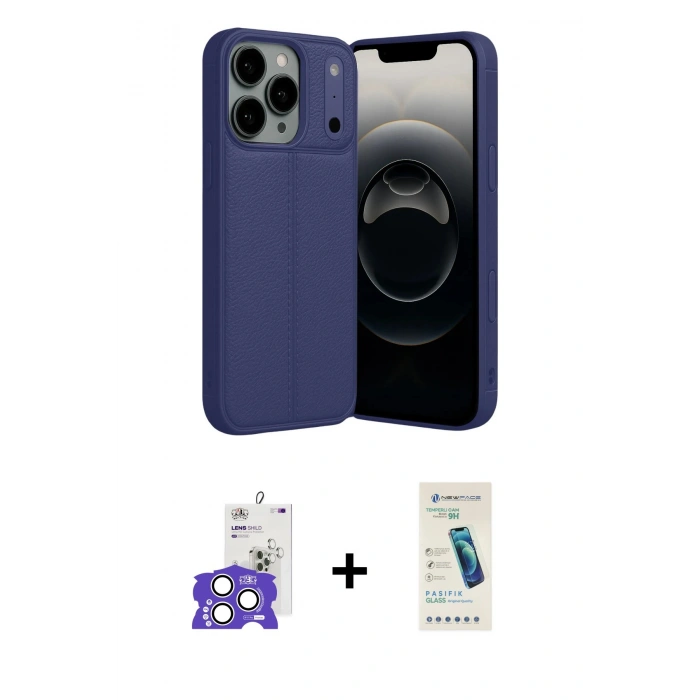 MARSİLYAN™- iPhone 17 Pro Max Kılıf Doruk Klasik Özel Seri - Şeffaf Pasifik Cam Ekran Koruyucu + Bilvis Titan Kamera Lens - GS