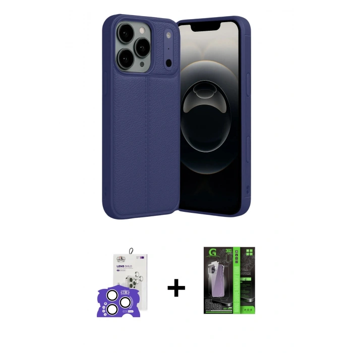 MARSİLYAN™- iPhone 17 Pro Max Kılıf Doruk Klasik Özel Seri - Siyah 360 Mat Full Body Arka Koruyucu + Bilvis Titan Kamera Lens - GS