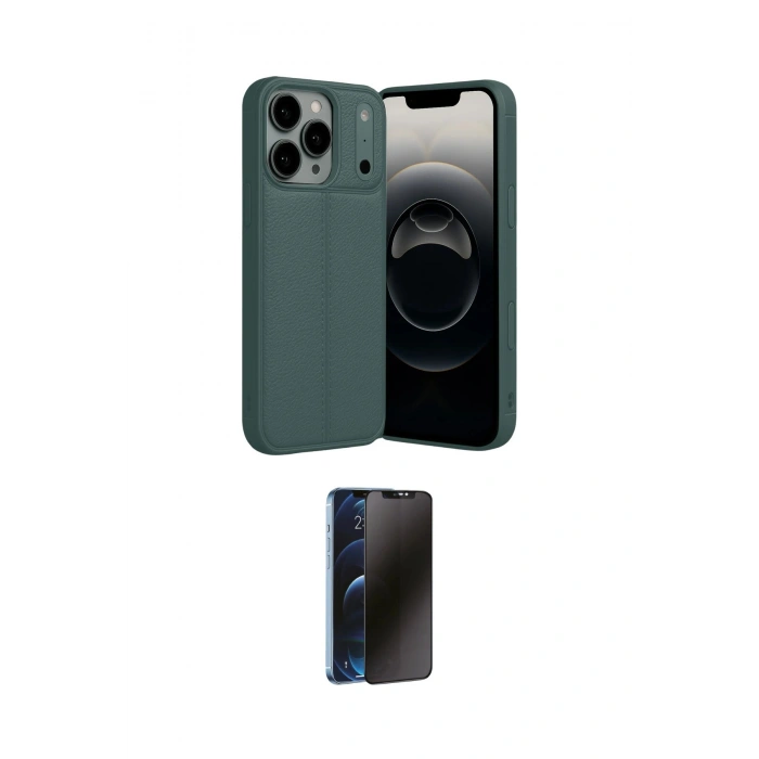 MARSİLYAN™- iPhone 17 Pro Max Kılıf Doruk Klasik Özel Seri - Siyah 3D Antistatik Hayalet Cam Ekran Koruyucu