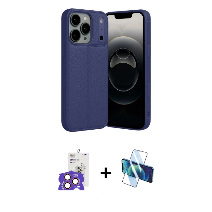 MARSİLYAN™- iPhone 17 Pro Max Kılıf Doruk Klasik Özel Seri - Siyah 3D Antistatik Seramik Nano Ekran Koruyucu + Bilvis Titan Kamera Lens - TU