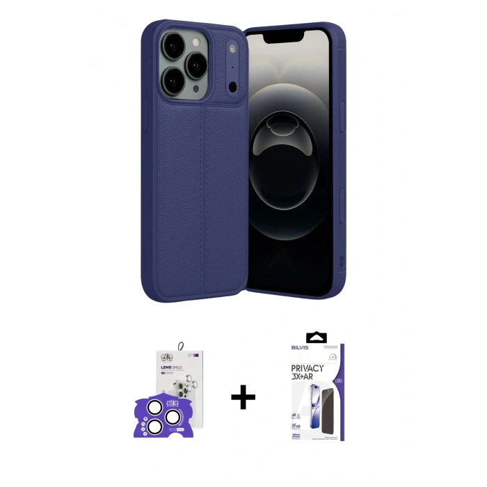 MARSİLYAN™- iPhone 17 Pro Max Kılıf Doruk Klasik Özel Seri - Siyah Bilvis 3X AR Hayalet Cam Ekran Koruyucu + Bilvis Titan Kamera Lens - GS