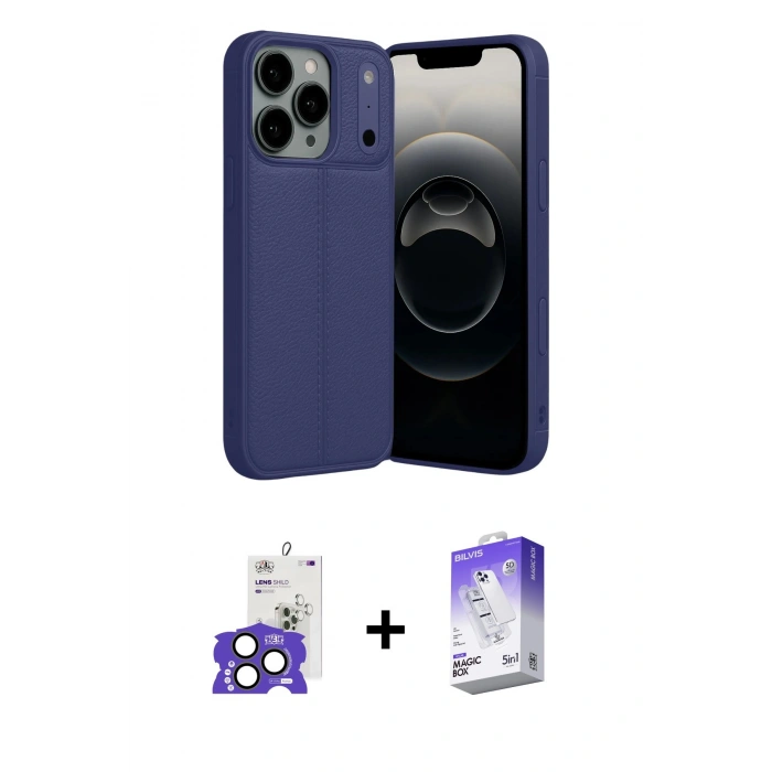 MARSİLYAN™- iPhone 17 Pro Max Kılıf Doruk Klasik Özel Seri - Siyah Bilvis 5in1 3D Magic Cam Ekran Koruyucu + Bilvis Titan Kamera Lens - NLGY