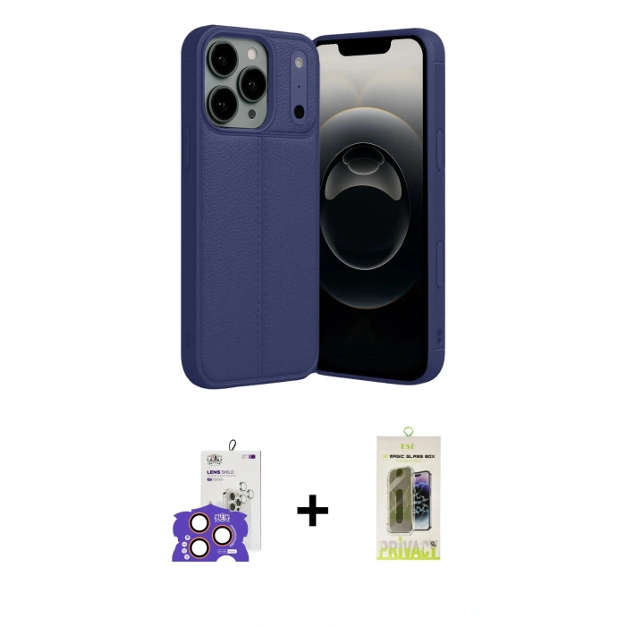 MARSİLYAN™- iPhone 17 Pro Max Kılıf Doruk Klasik Özel Seri - Siyah Joko Magic 5D Hayalet Cam + Turuncu Bilvis Titan Kamera Lens