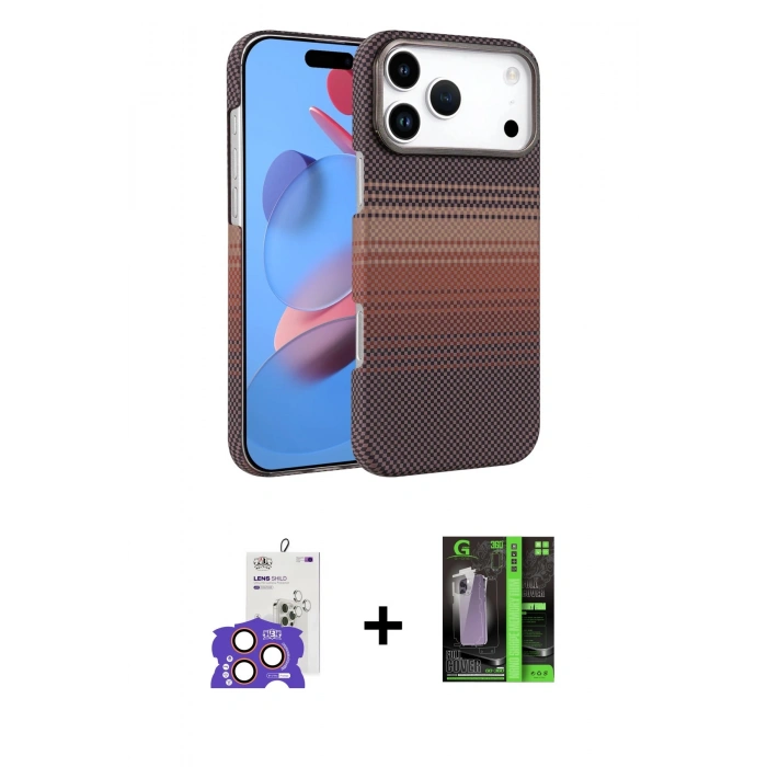 MARSİLYAN™- iPhone 17 Pro Max Kılıf Doruk Serisi - Siyah 360 Mat Full Body Arka Koruyucu + Bilvis Titan Kamera Lens - TU