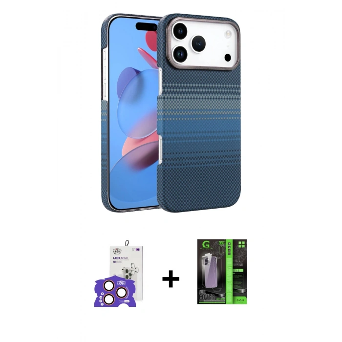 MARSİLYAN™- iPhone 17 Pro Max Kılıf Doruk Serisi - Siyah 360 Mat Full Body Arka Koruyucu + Bilvis Titan Kamera Lens - TU