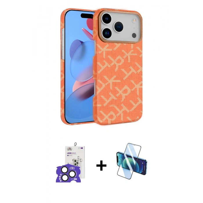 MARSİLYAN™- iPhone 17 Pro Max Kılıf Doruk Serisi - Siyah 3D Antistatik Cam Ekran Koruyucu + Bilvis Titan Kamera Lens - NLGY