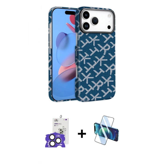 MARSİLYAN™- iPhone 17 Pro Max Kılıf Doruk Serisi - Siyah 3D Antistatik Cam Ekran Koruyucu + Bilvis Titan Kamera Lens - NLGY