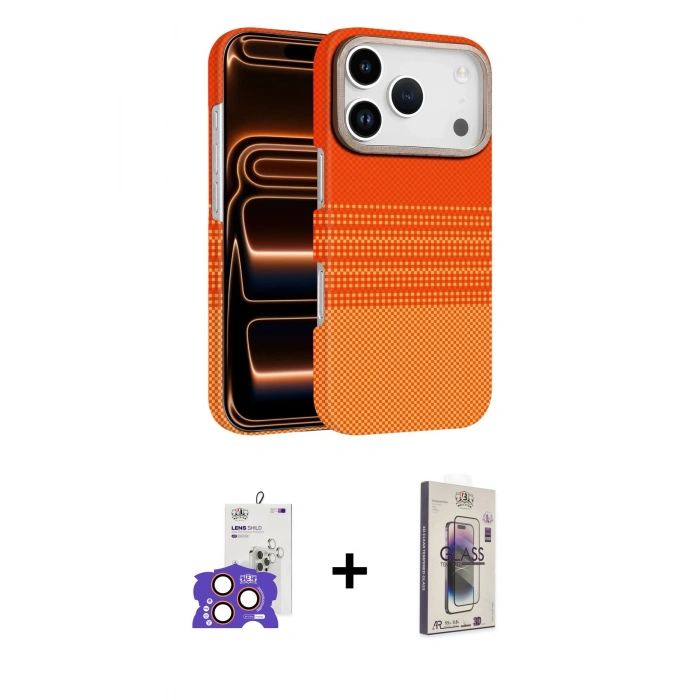 MARSİLYAN™- iPhone 17 Pro Max Kılıf Doruk Serisi - Siyah Bilvis 3D Cam Ekran Koruyucu + Bilvis Titan Kamera Lens - TU