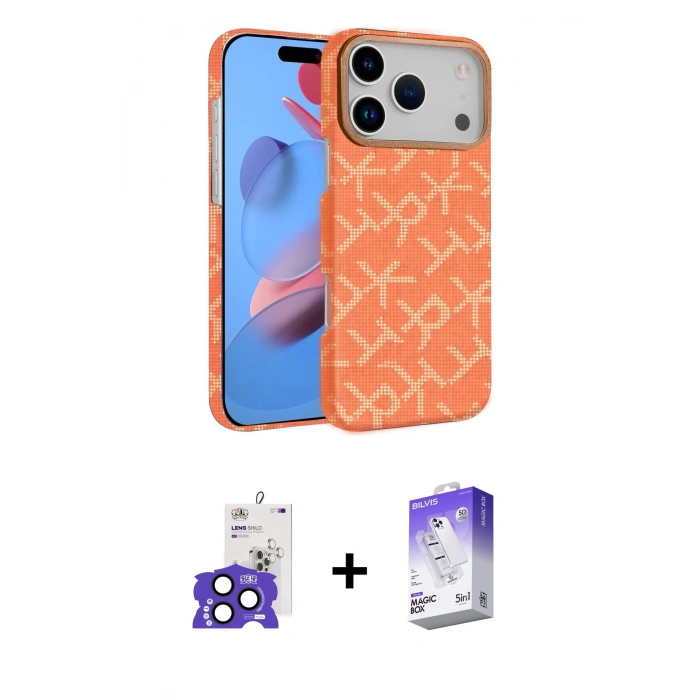 MARSİLYAN™- iPhone 17 Pro Max Kılıf Doruk Serisi - Siyah Bilvis 5in1 3D Magic Cam Ekran Koruyucu + Bilvis Titan Kamera Lens - LT