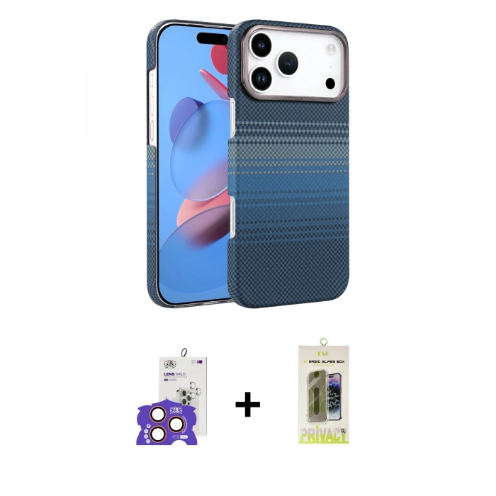MARSİLYAN™- iPhone 17 Pro Max Kılıf Doruk Serisi - Siyah Joko Magic 5D Hayalet Cam + Bilvis Titan Kamera Lens - TU