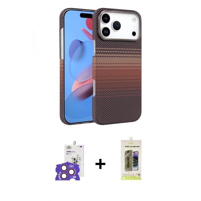 MARSİLYAN™- iPhone 17 Pro Max Kılıf Doruk Serisi - Siyah Joko Magic 5D Hayalet Cam + Bilvis Titan Kamera Lens - TU