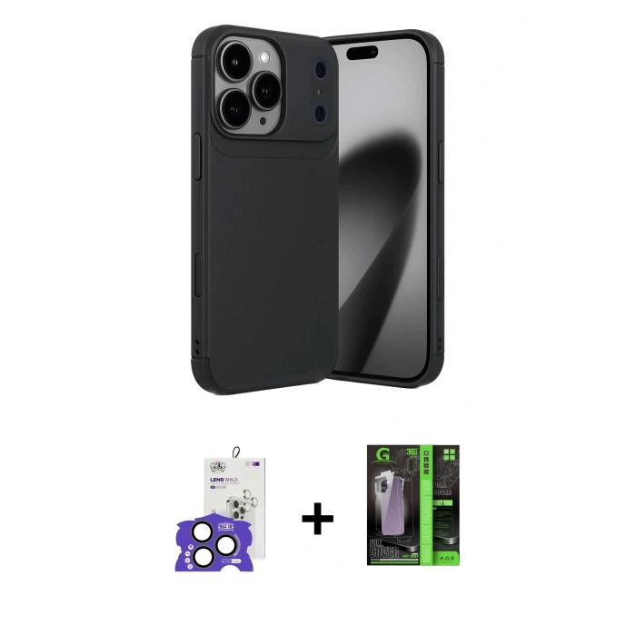 MARSİLYAN™- iPhone 17 Pro Max Kılıf Eksen Form Prime - Şeffaf 360 Full Body Arka Koruyucu + Bilvis Titan Kamera Lens - NLGY