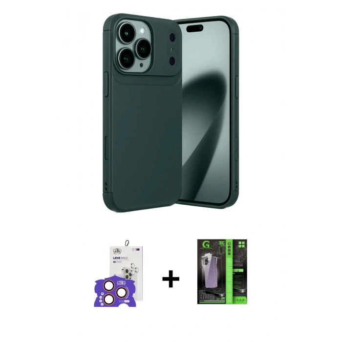 MARSİLYAN™- iPhone 17 Pro Max Kılıf Eksen Form Prime - Şeffaf 360 Full Body Arka Koruyucu + Bilvis Titan Kamera Lens - TU