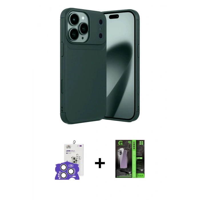 MARSİLYAN™- iPhone 17 Pro Max Kılıf Eksen Form Prime - Şeffaf 360 Full Body Arka Koruyucu + Bilvis Titan Kamera Lens - GS