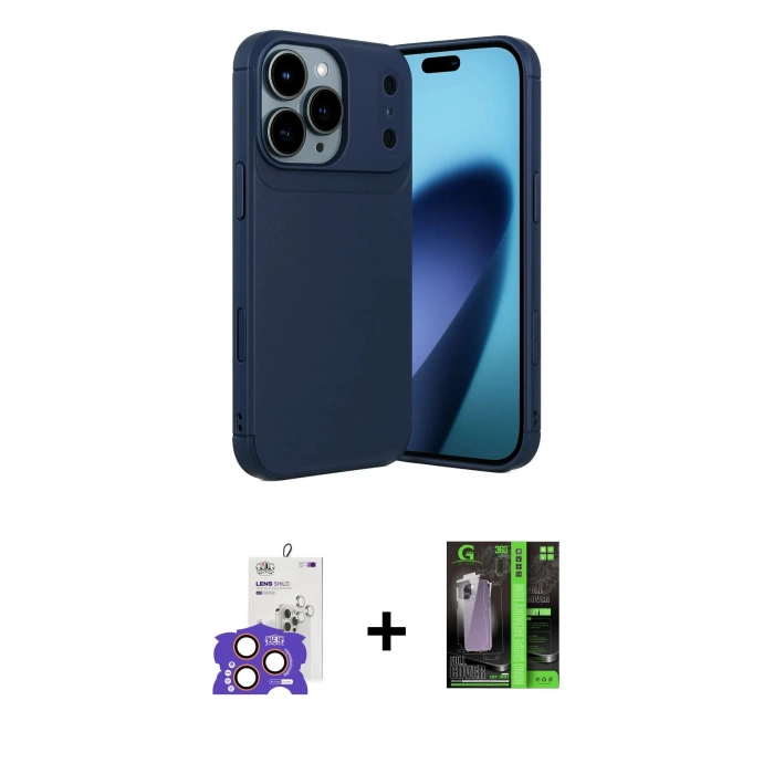 MARSİLYAN™- iPhone 17 Pro Max Kılıf Eksen Form Prime - Şeffaf 360 Full Body Arka Koruyucu + Bilvis Titan Kamera Lens - TU