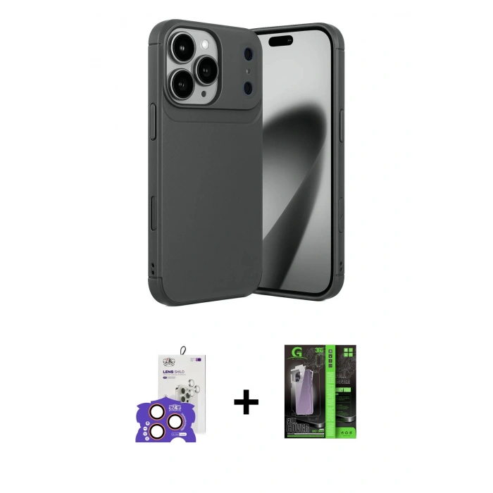 MARSİLYAN™- iPhone 17 Pro Max Kılıf Eksen Form Prime - Şeffaf 360 Full Body Arka Koruyucu + Bilvis Titan Kamera Lens - TU