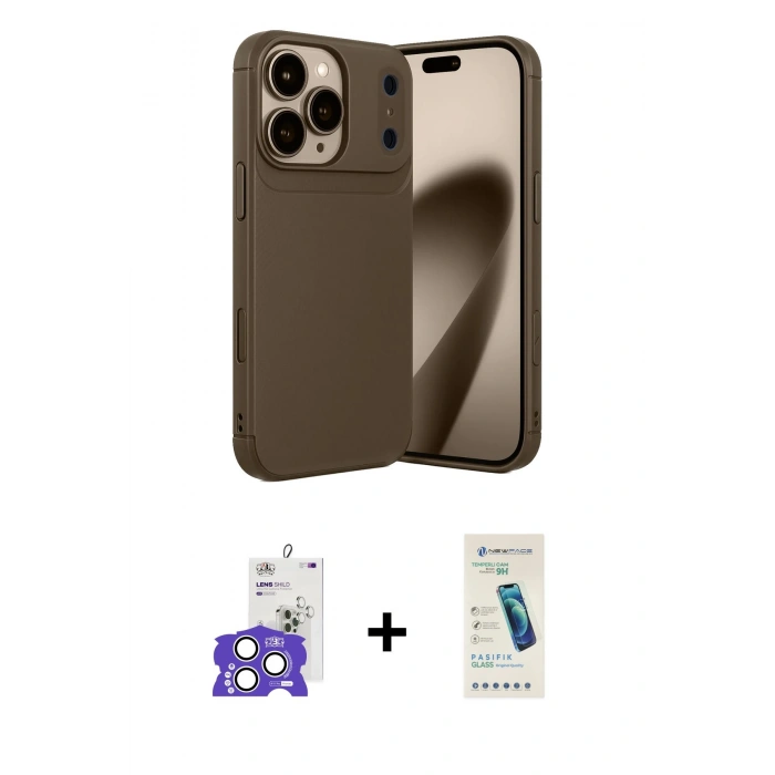 MARSİLYAN™- iPhone 17 Pro Max Kılıf Eksen Form Prime - Şeffaf Pasifik Cam Ekran Koruyucu + Bilvis Titan Kamera Lens - GS