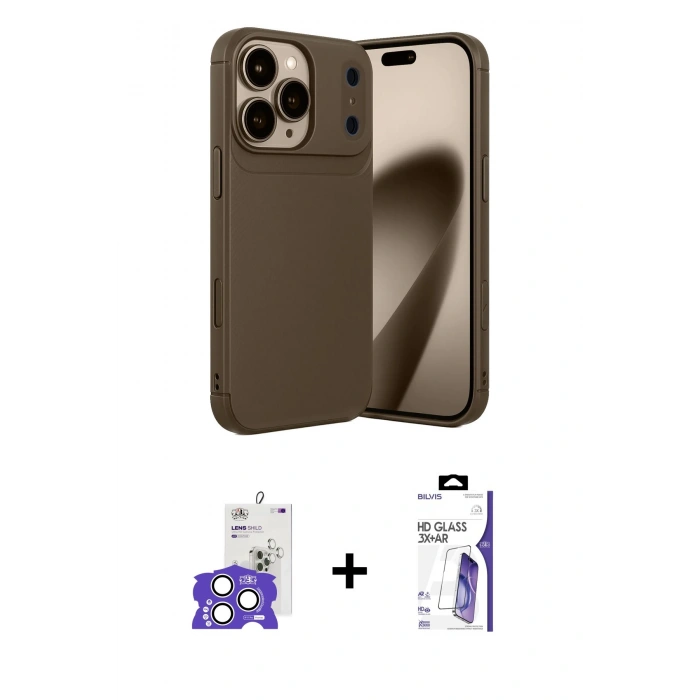 MARSİLYAN™- iPhone 17 Pro Max Kılıf Eksen Form Prime - Siyah Bilvis 3X AR HD Cam Ekran Koruyucu + Bilvis Titan Kamera Lens - GS