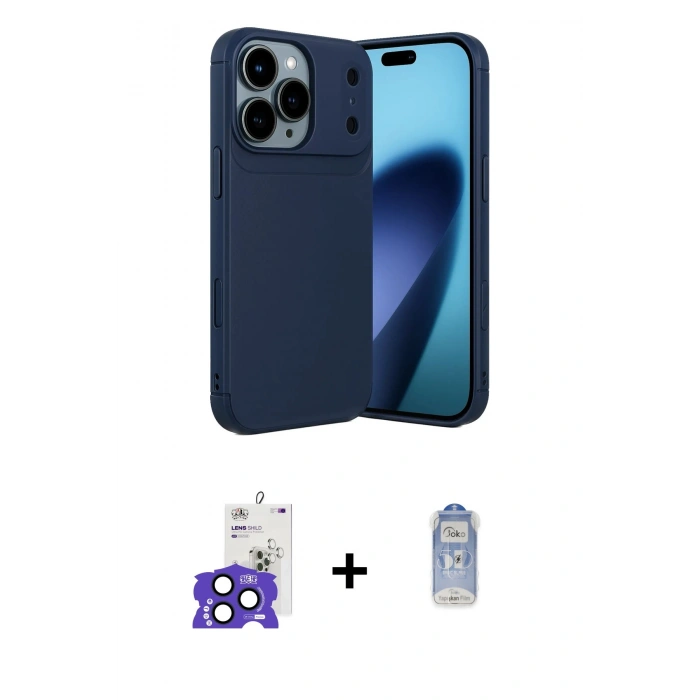 MARSİLYAN™- iPhone 17 Pro Max Kılıf Eksen Form Prime - Siyah Joko Magic 5D Cam + Bilvis Titan Kamera Lens - LT