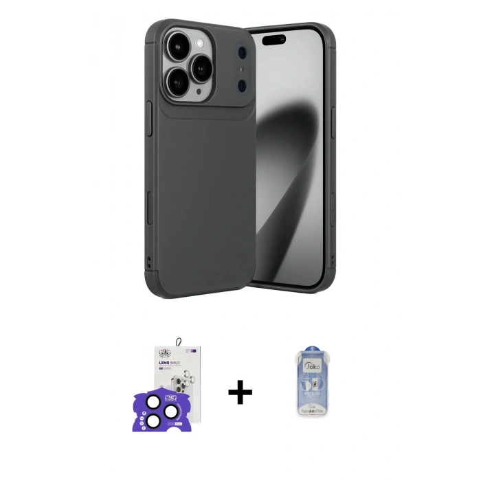 MARSİLYAN™- iPhone 17 Pro Max Kılıf Eksen Form Prime - Siyah Joko Magic 5D Cam + Bilvis Titan Kamera Lens - LT
