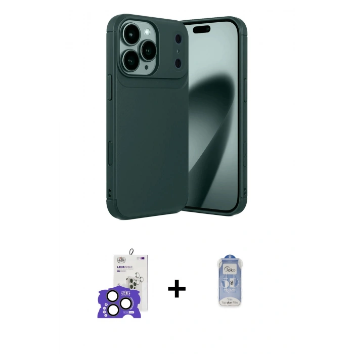 MARSİLYAN™- iPhone 17 Pro Max Kılıf Eksen Form Prime - Siyah Joko Magic 5D Cam + Bilvis Titan Kamera Lens - NLGY