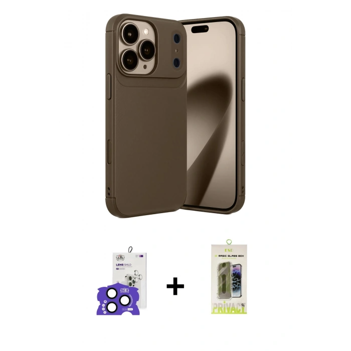MARSİLYAN™- iPhone 17 Pro Max Kılıf Eksen Form Prime - Siyah Joko Magic 5D Hayalet Cam + Bilvis Titan Kamera Lens - LT