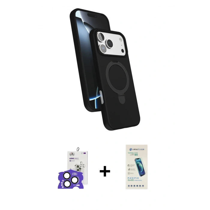 MARSİLYAN™- iPhone 17 Pro Max Kılıf İz Işık Koleksiyonu - Şeffaf Pasifik Cam Ekran Koruyucu + Bilvis Titan Kamera Lens - NLGY