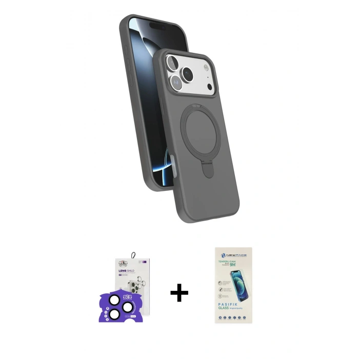 MARSİLYAN™- iPhone 17 Pro Max Kılıf İz Işık Koleksiyonu - Şeffaf Pasifik Cam Ekran Koruyucu + Bilvis Titan Kamera Lens - LT