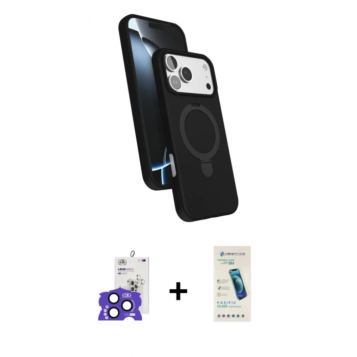 MARSİLYAN™- iPhone 17 Pro Max Kılıf İz Işık Koleksiyonu - Şeffaf Pasifik Cam Ekran Koruyucu + Bilvis Titan Kamera Lens - LT