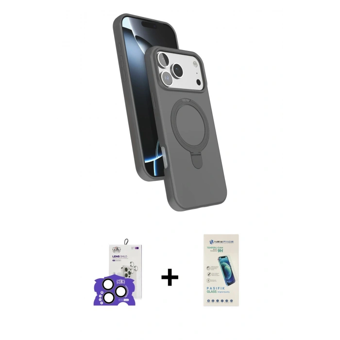 MARSİLYAN™- iPhone 17 Pro Max Kılıf İz Işık Koleksiyonu - Şeffaf Pasifik Cam Ekran Koruyucu + Bilvis Titan Kamera Lens - NLGY