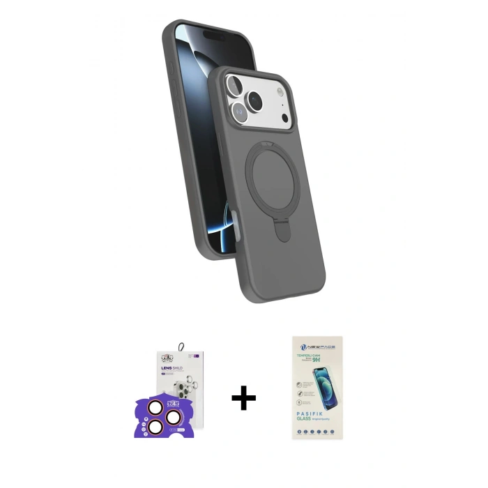 MARSİLYAN™- iPhone 17 Pro Max Kılıf İz Işık Koleksiyonu - Şeffaf Pasifik Cam Ekran Koruyucu + Bilvis Titan Kamera Lens - TU