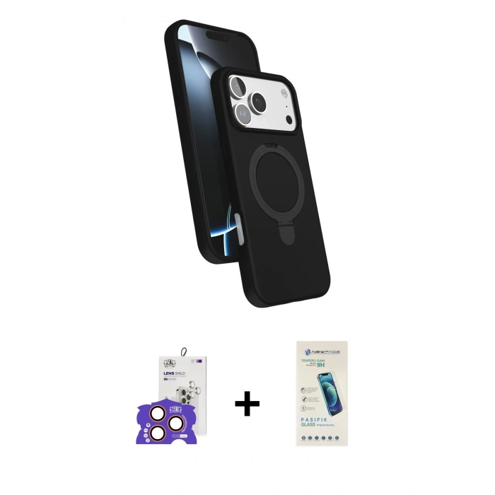 MARSİLYAN™- iPhone 17 Pro Max Kılıf İz Işık Koleksiyonu - Şeffaf Pasifik Cam Ekran Koruyucu + Bilvis Titan Kamera Lens - TU