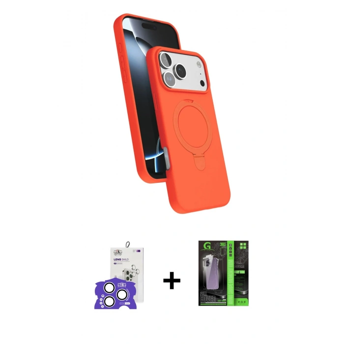 MARSİLYAN™- iPhone 17 Pro Max Kılıf İz Işık Koleksiyonu - Siyah 360 Mat Full Body Arka Koruyucu + Bilvis Titan Kamera Lens - GS